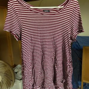 Burgundy Striped Rue21 High Low top. Size Medium.